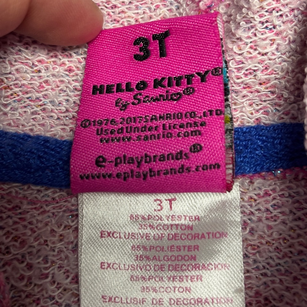 Hello Kitty 3T Pink Sparkle Matching Set Knit Fabric w Full Zip Hoodie, GUC. - Picture 4 of 11